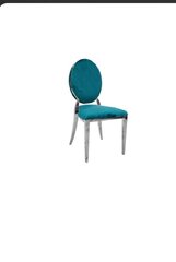 Olivia Chrome Chair w- Turquoise Velvet Cushion