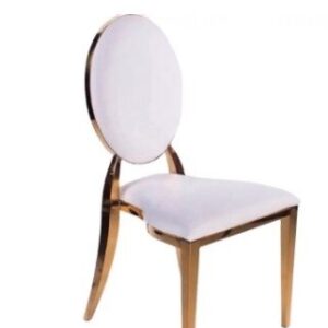 Olivia Gold Chair w Ivory Leather Cushio
