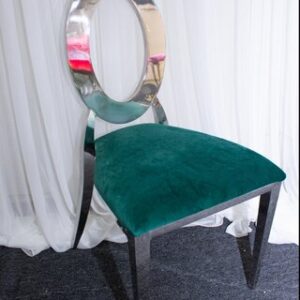 Oz Chrome Chair w Emerald Green Velvet Cushion