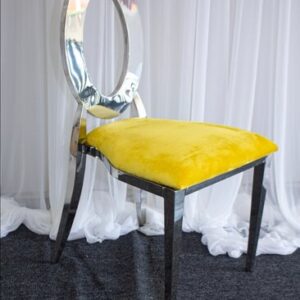 Oz Chrome Chair w Mustard Yellow Velvet Cushion