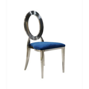 Oz Chrome Chair w Navy Blue Cushion