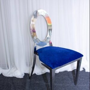 Oz Chrome Chair w Royal Blue Velvet Cushion