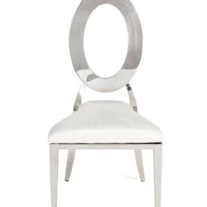 Oz Chrome Chair w White Leather Cushion