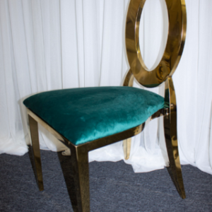 Oz Gold Chair w Emerald Green Velvet Cushion