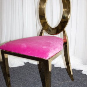 Oz Gold Chair w Fuchsia Pink Velvet Cushion