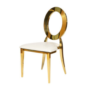 Oz Gold Chair w Ivory Leather Cushion