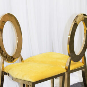 Oz Gold Chair w Mustard Yellow Velvet Cushion