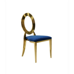 Oz Gold Chair w Navy Blue Velvet Cushion