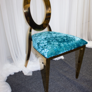 Oz Gold Chair w Shinny Turquoise Velvet Cushion