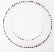Silver Beaded Glass Charger Plate